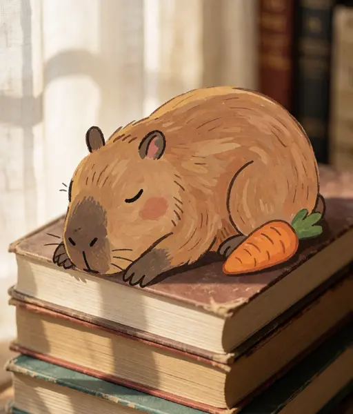 Wortel napping on a stack of philosophy books